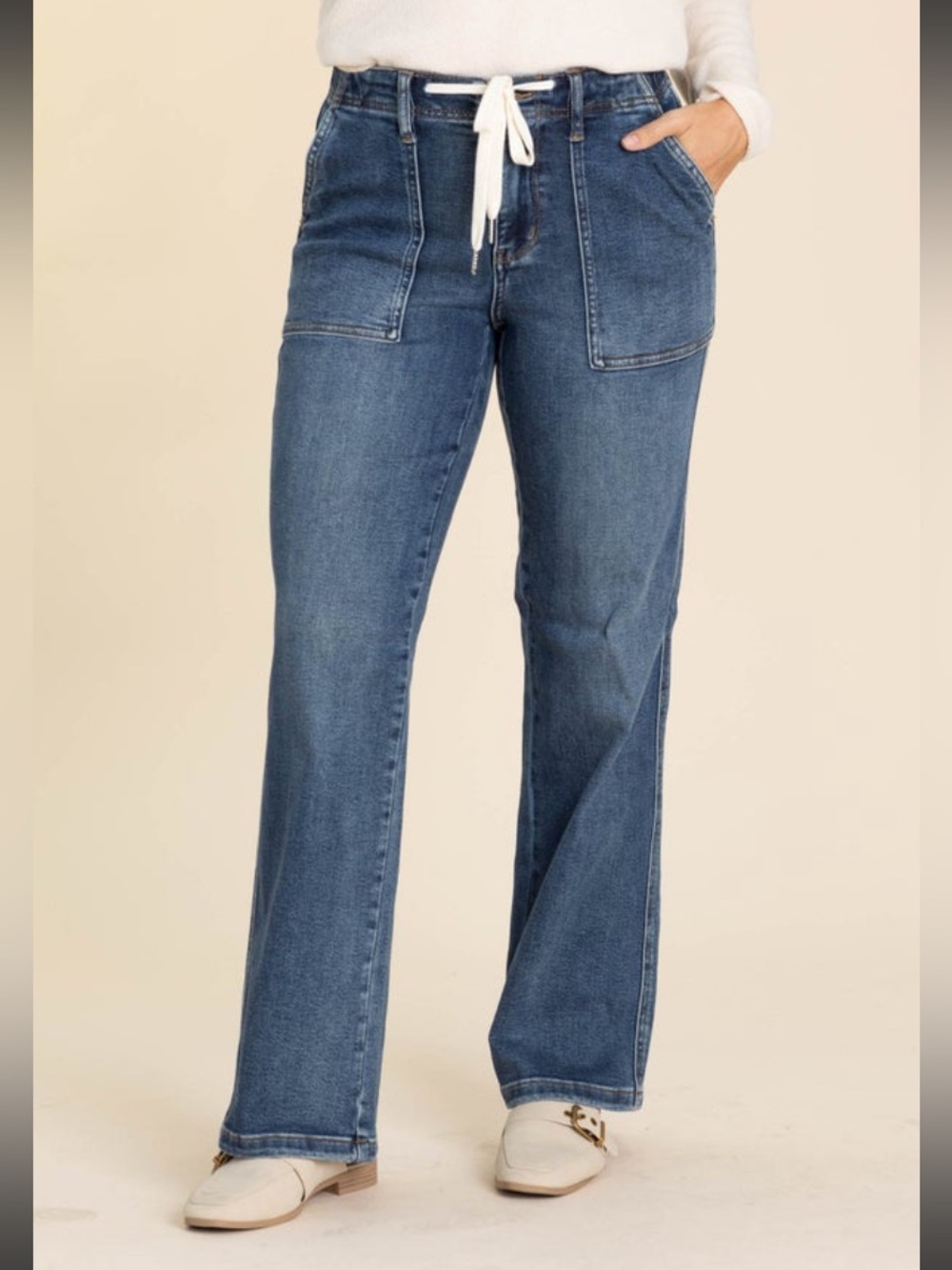 Women's Judy Blue High Waisted Drawstring Wide Leg Jeans, NWT